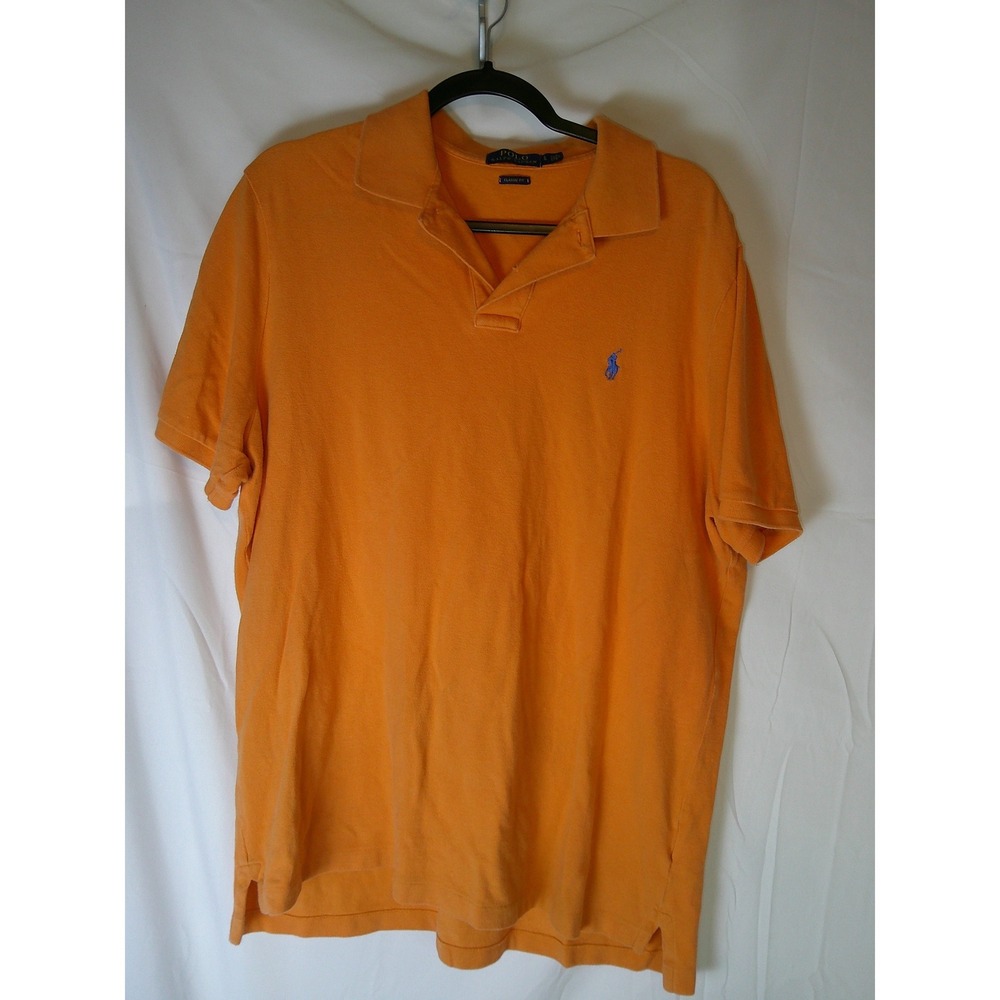 Polo Ralph Lauren Mens Orange‎ Classic Fit Cotton Pique Polo Shirt Size Large L